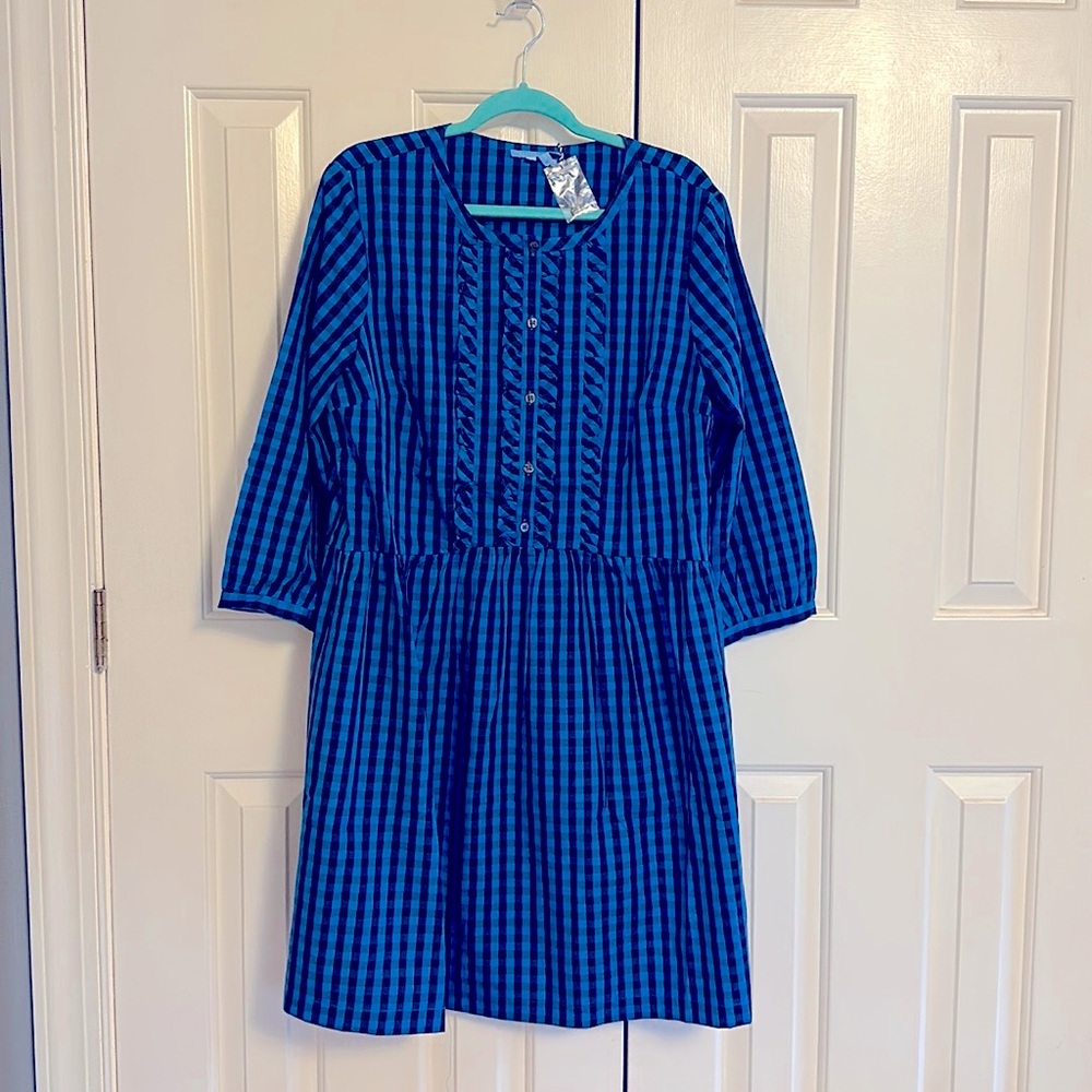 NWT Draper James Wanda Dress in Blue Gingham XL
